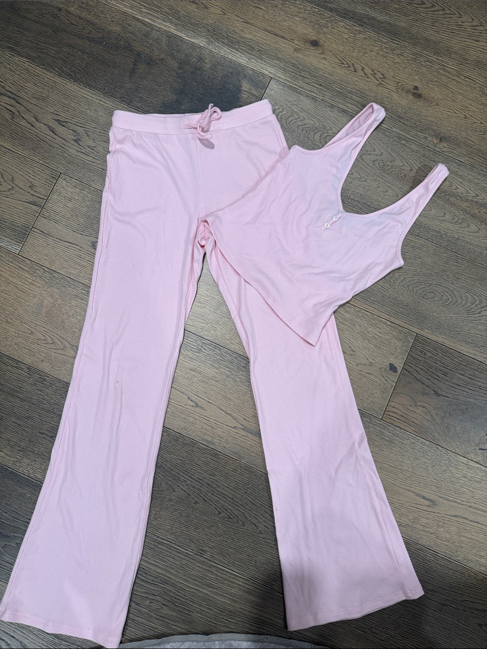 White Fox Boutique Light Pink Ribbed Tank & Lounge Pants Set